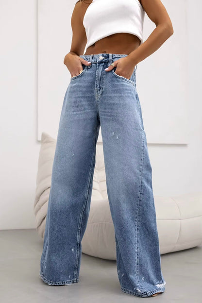 Wide-Leg Denim Pants
